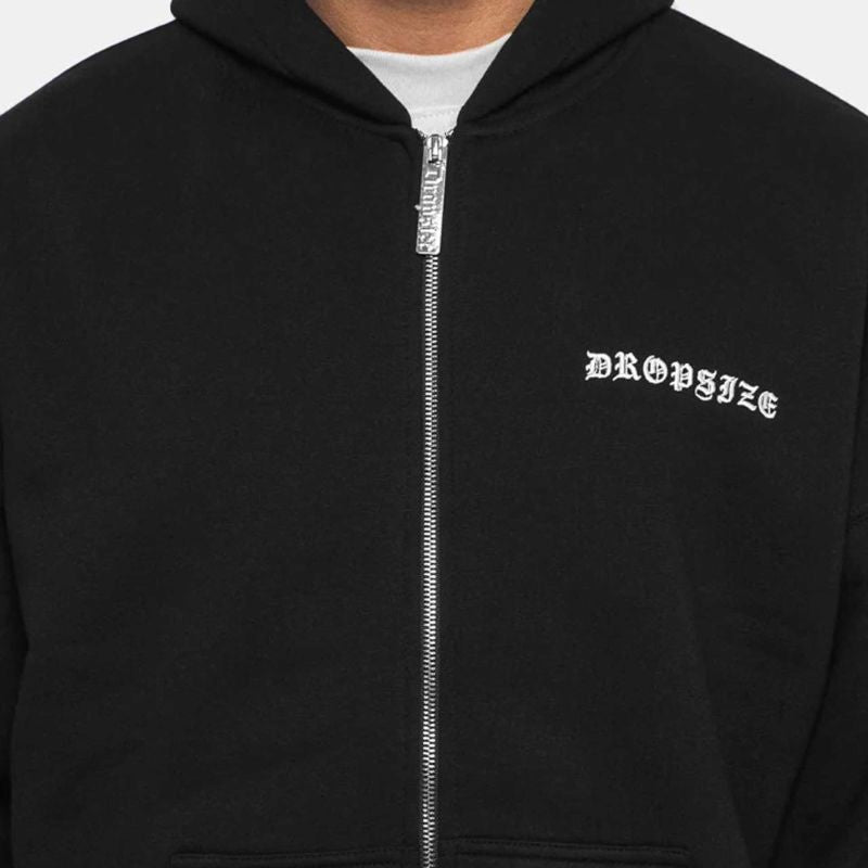 H19_Dropsize Super Heavy Oversize New Logo Zip Hoodie Black