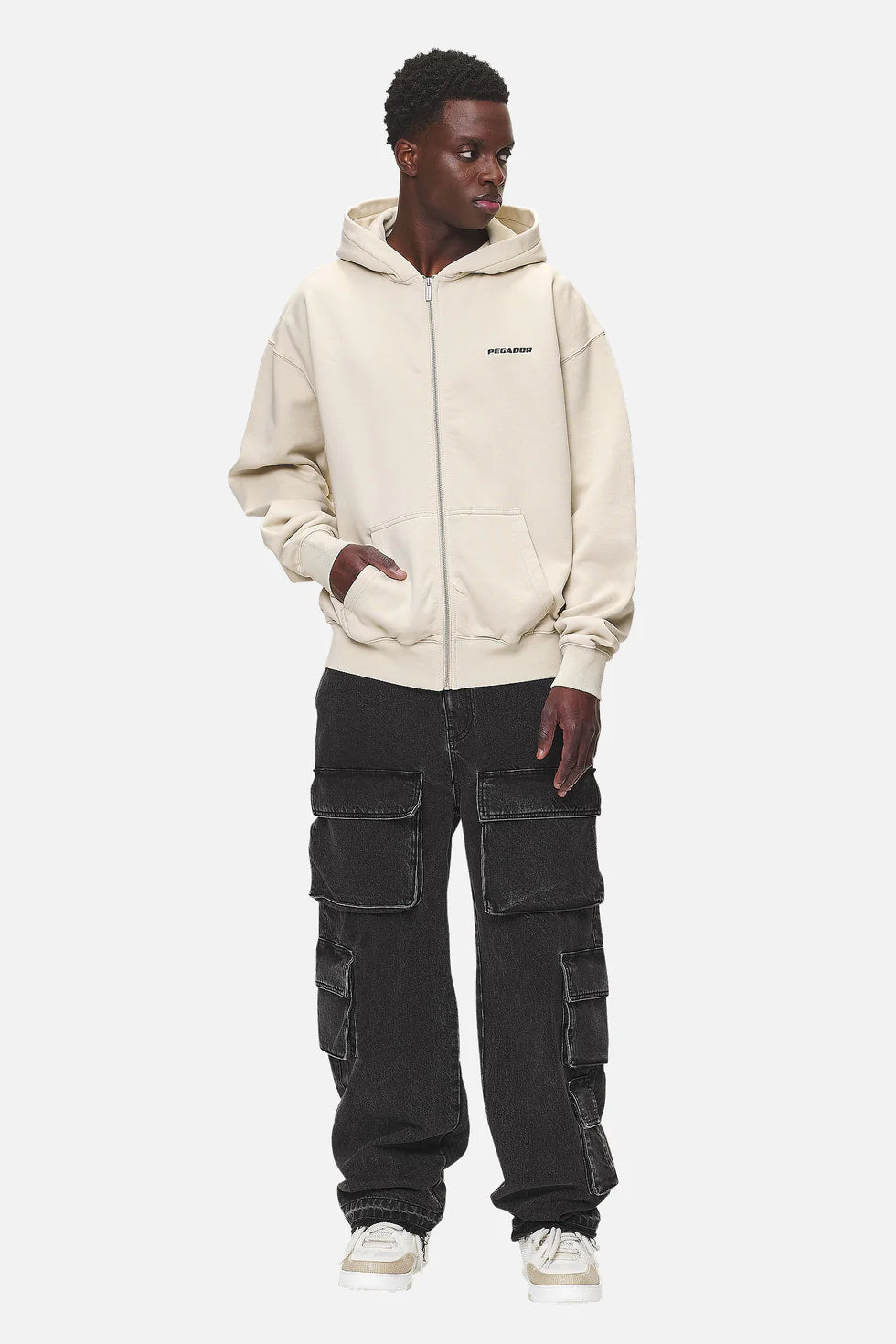 Colne Logo Oversized Sweat Jacket Washed Sand