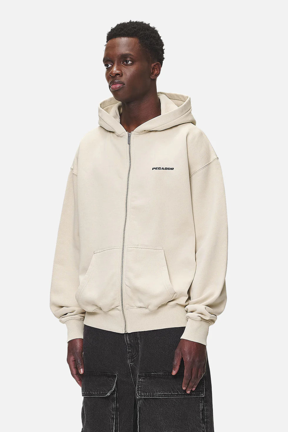 Colne Logo Oversized Sweat Jacket Washed Sand