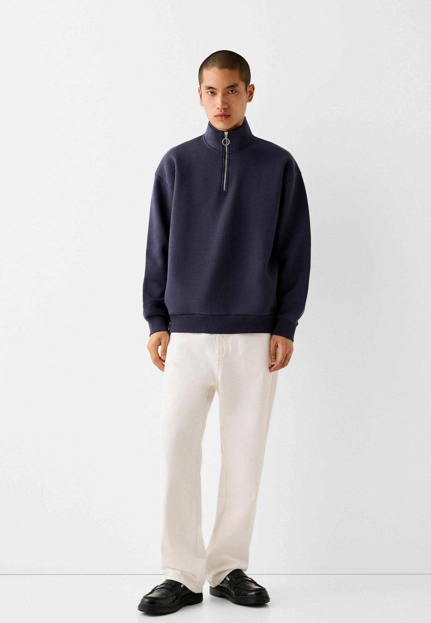 Bershka HIGH NECK - Sweater - dark blue