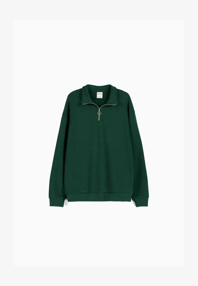 Bershka HIGH NECK - Sweater - dark green