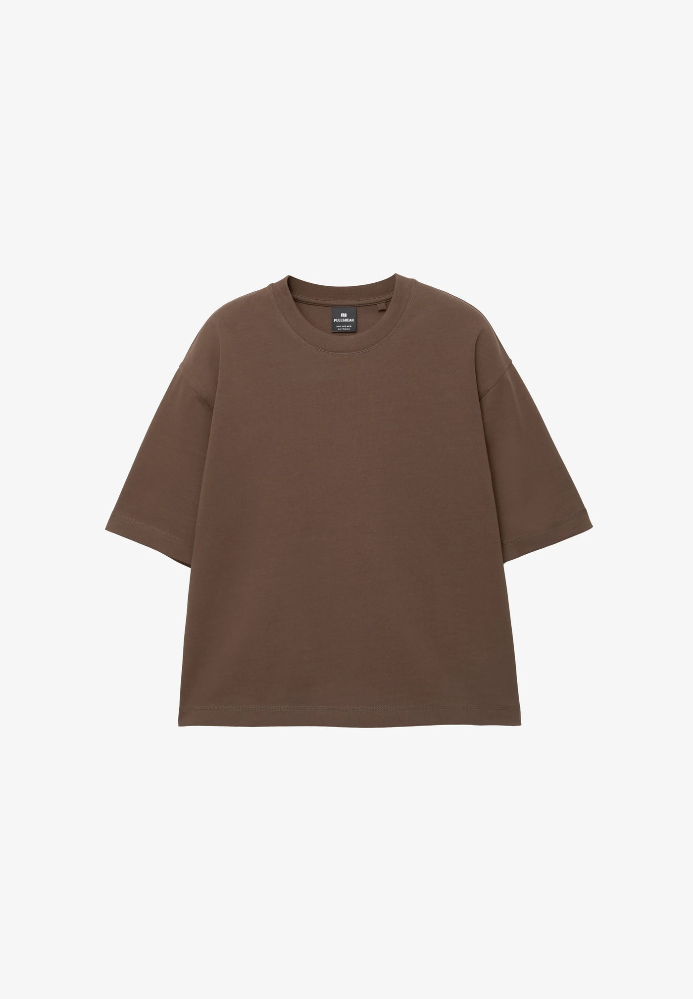 Pull & Bear CROPPED  Basic T-shirt  dark brown