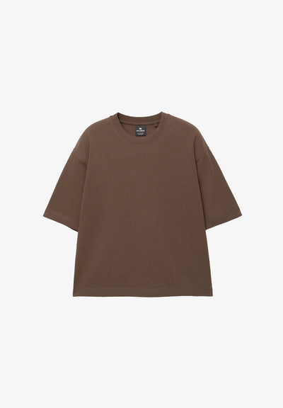 Pull & Bear CROPPED  Basic T-shirt  dark brown