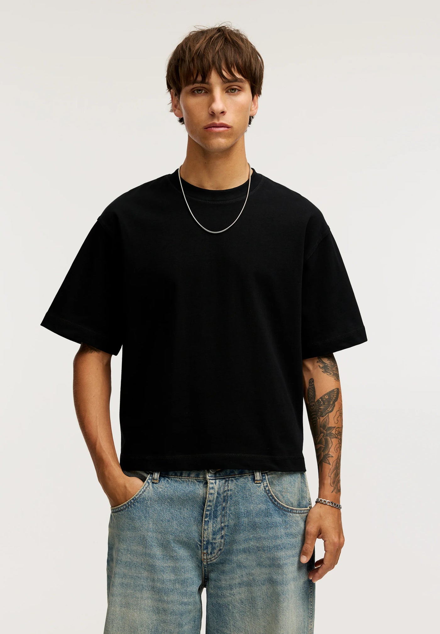 Pull & Bear CROPPED  Basic T-shirt black