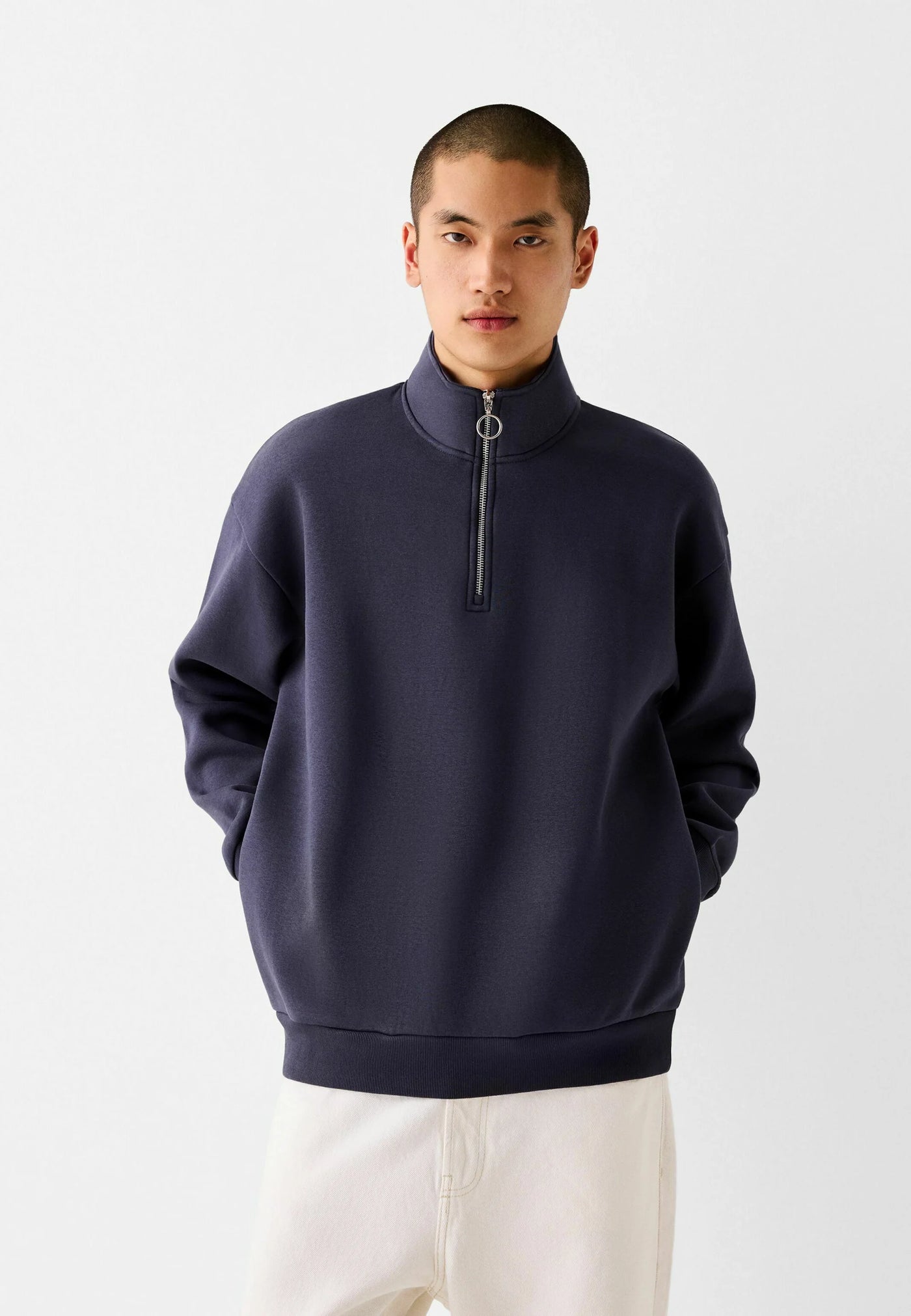 Bershka HIGH NECK - Sweater - dark blue