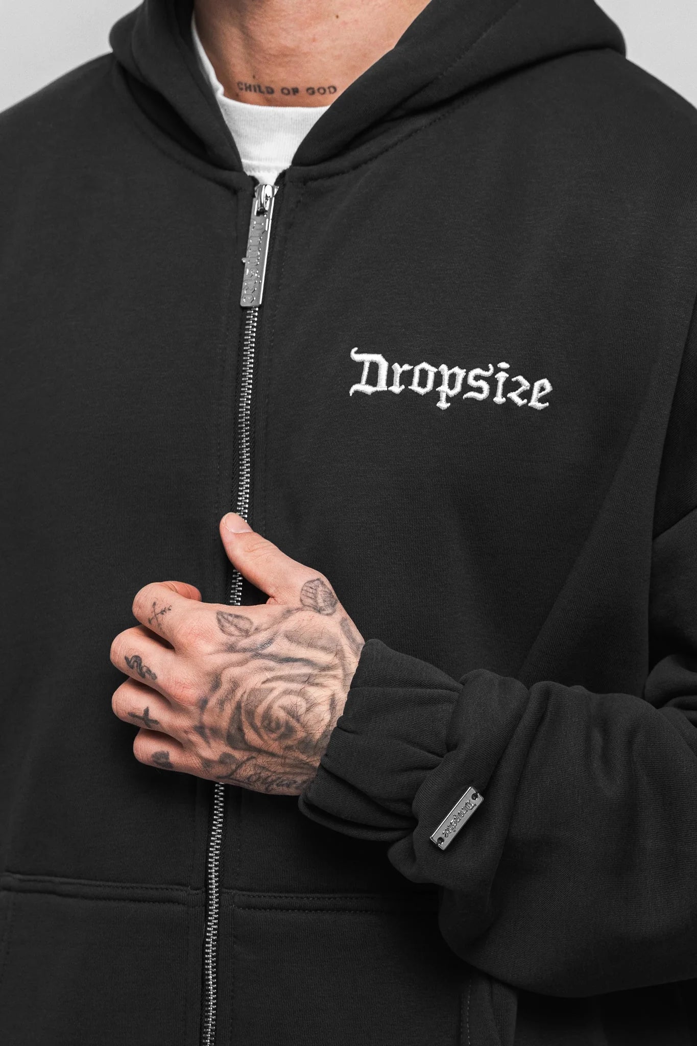 H12_SUPER HEAVY OVERSIZE BLANK ZIP HOODIE WASHED BLACK