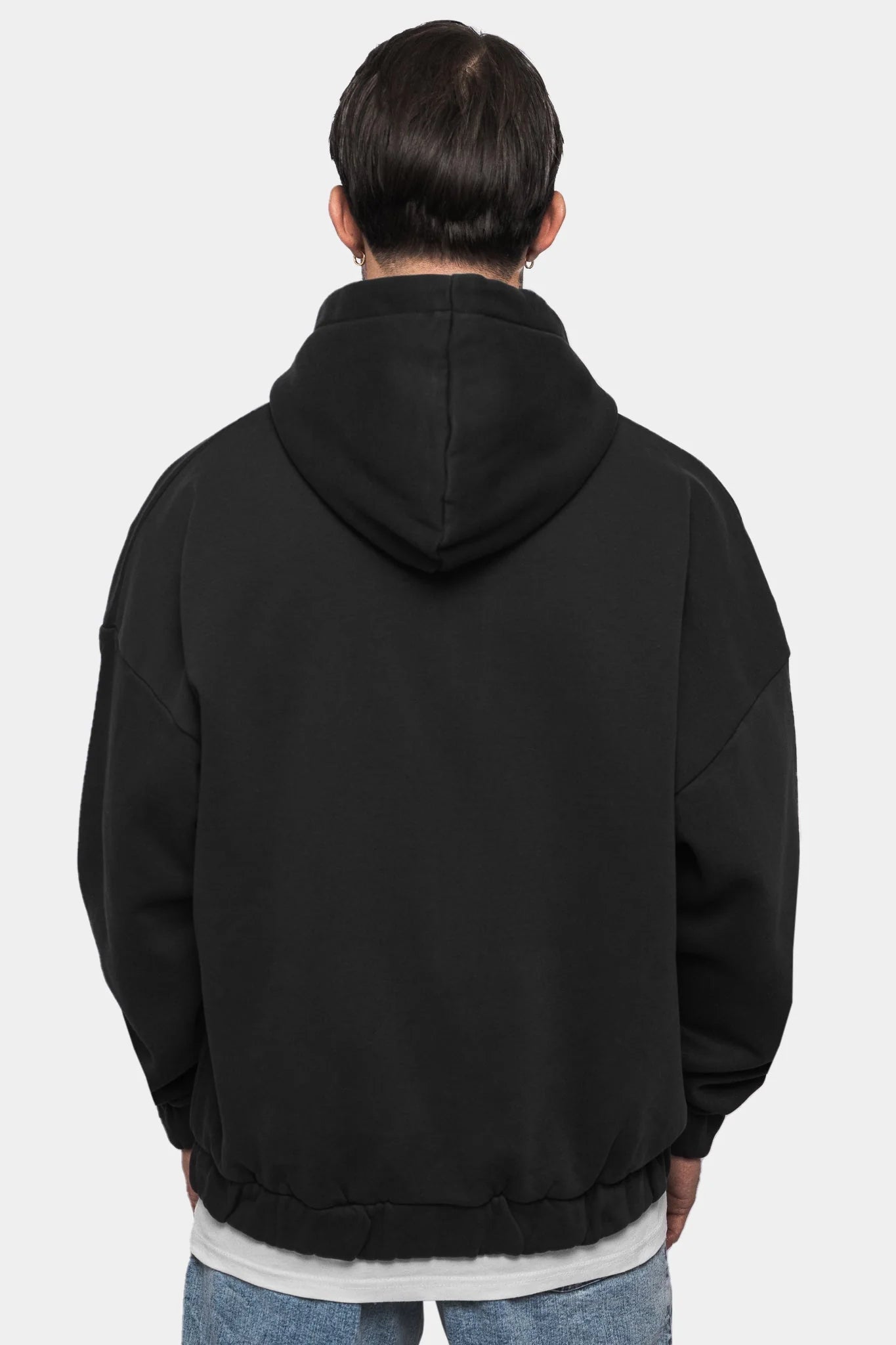 H12_SUPER HEAVY OVERSIZE BLANK ZIP HOODIE WASHED BLACK