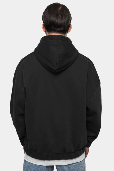 H12_SUPER HEAVY OVERSIZE BLANK ZIP HOODIE WASHED BLACK