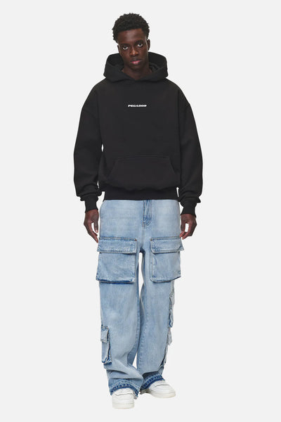 Colne Logo Oversized Hoodie Washed Black