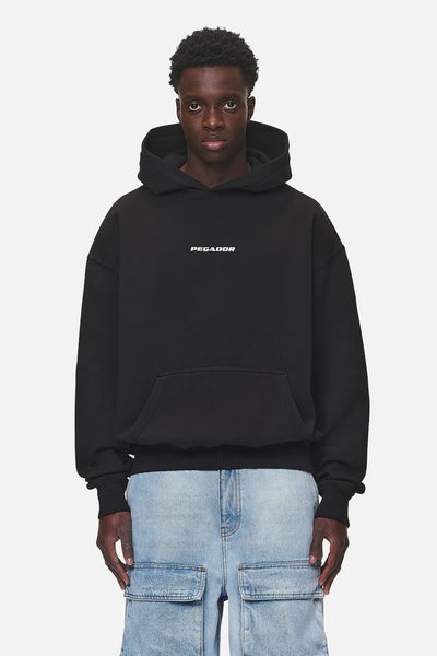 Colne Logo Oversized Hoodie Washed Black