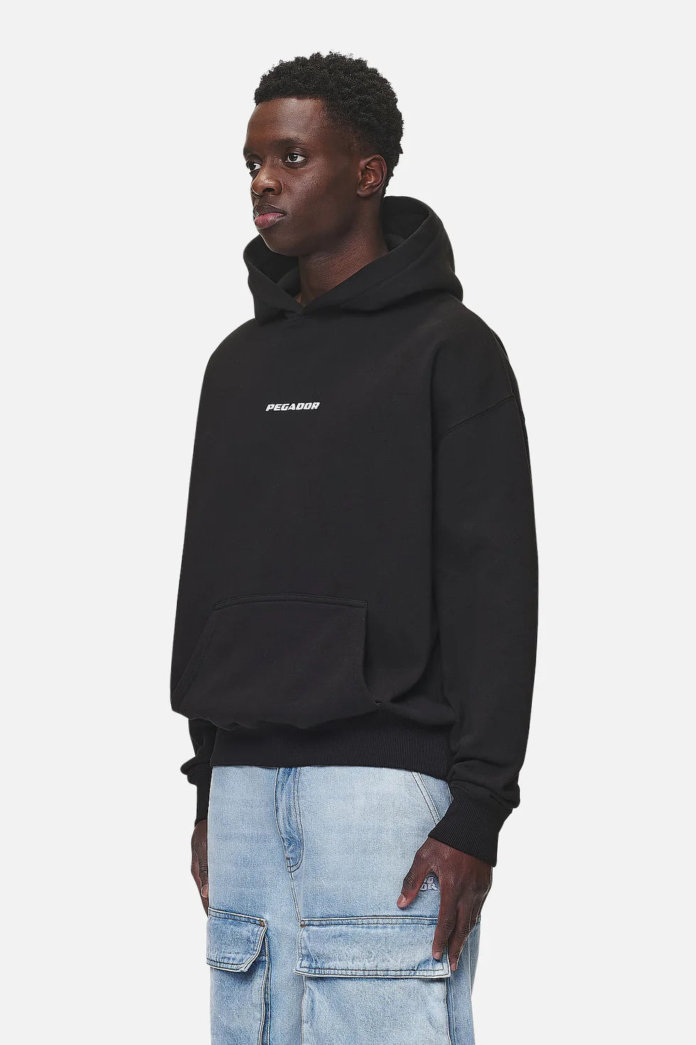 Colne Logo Oversized Hoodie Washed Black
