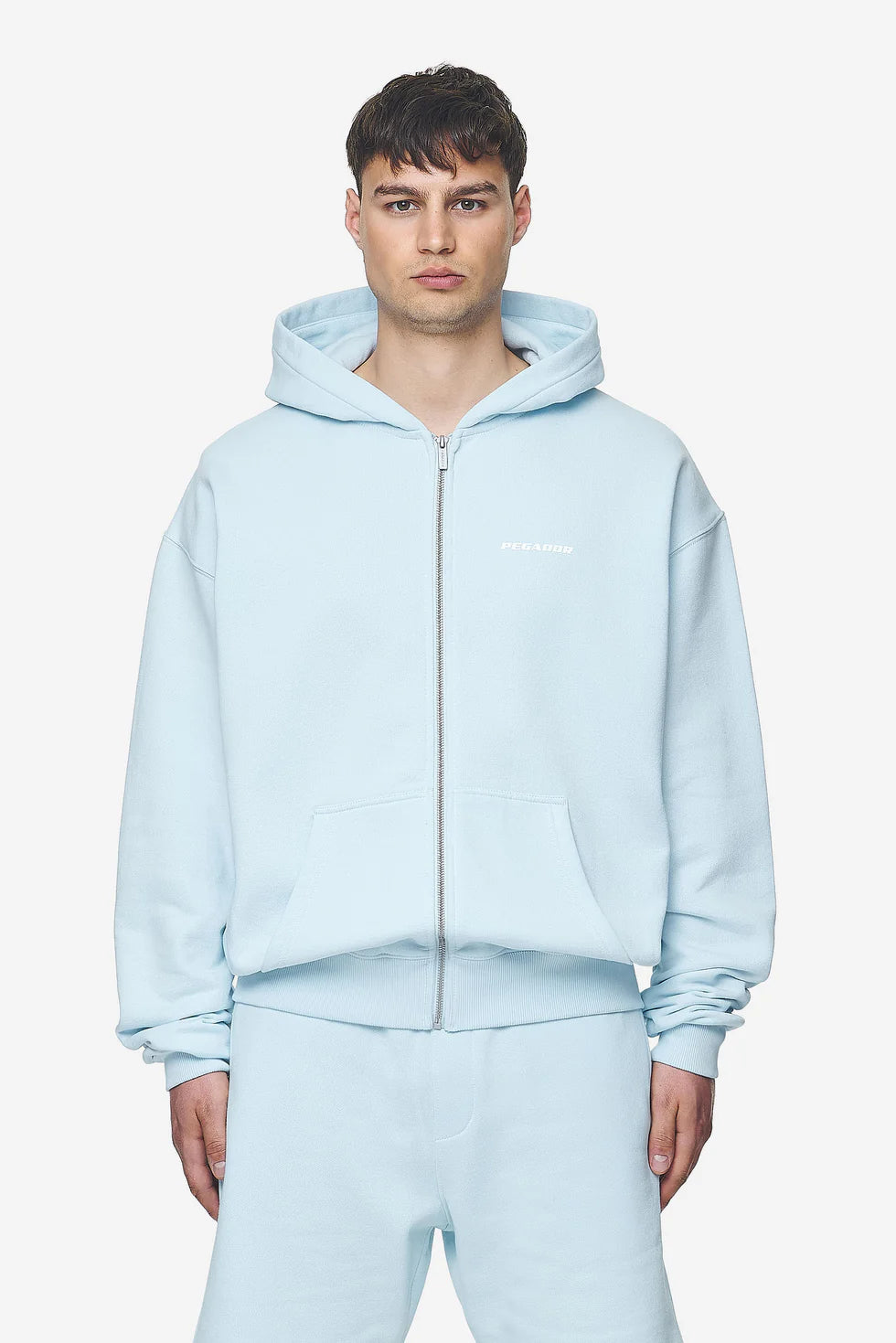 H9_Logo Oversized Sweat Jacket Washed Baby Blue White Gum