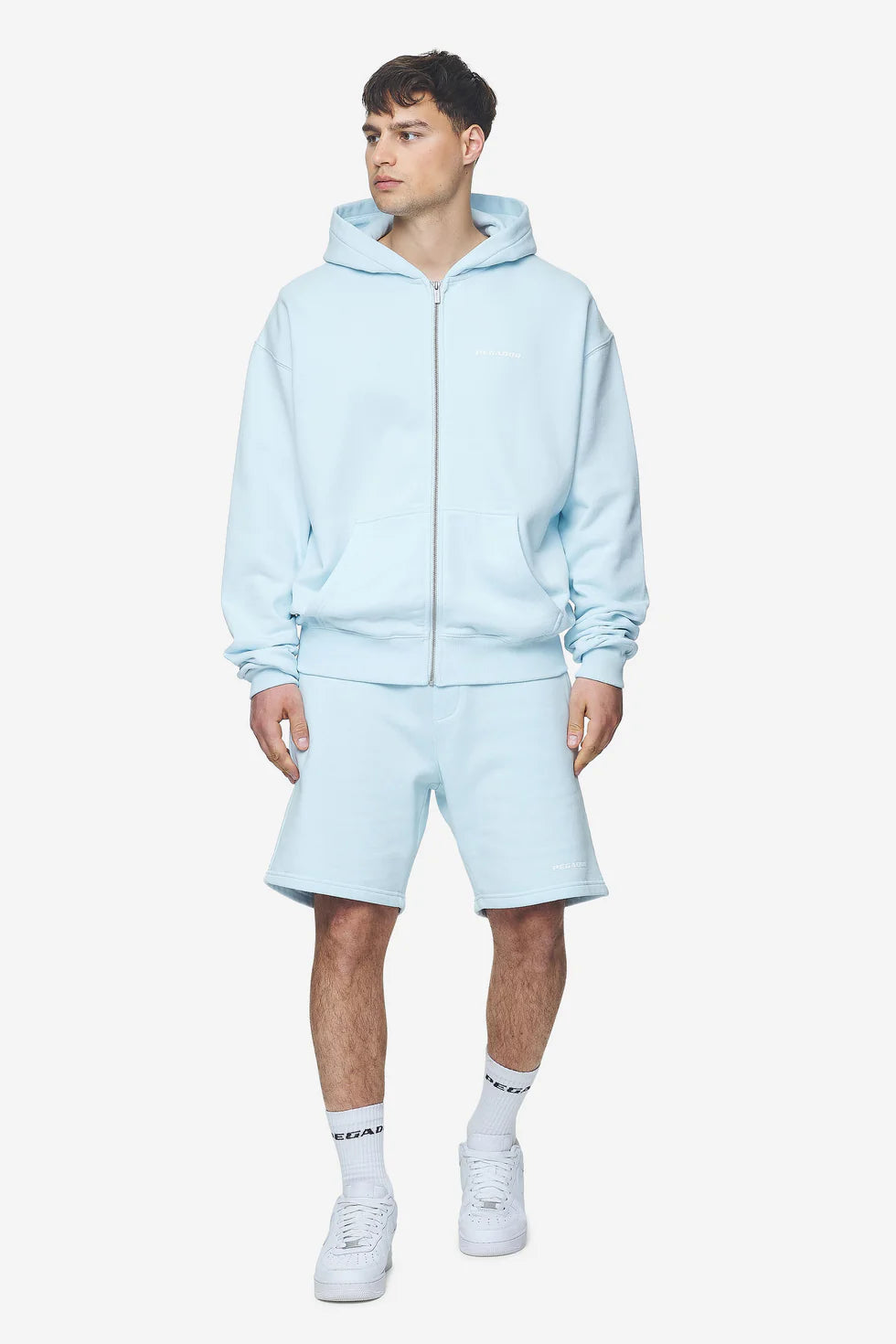 H9_Logo Oversized Sweat Jacket Washed Baby Blue White Gum