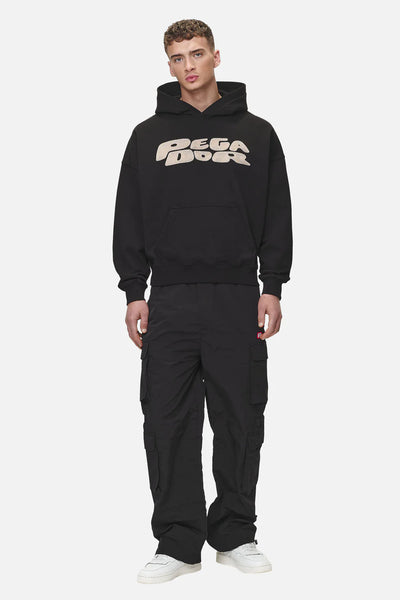 H16_Drew Terry Boxy Hoodie Washed Black