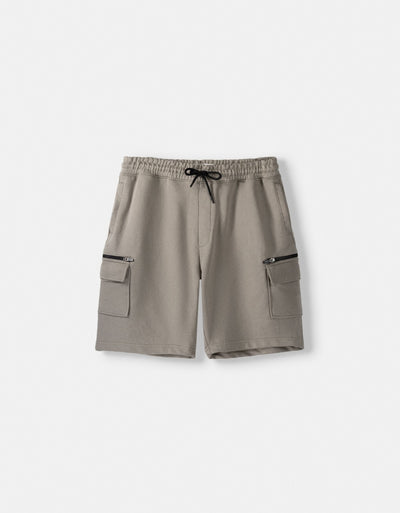 Bershka plush Cargo bermuda Shorts Gray