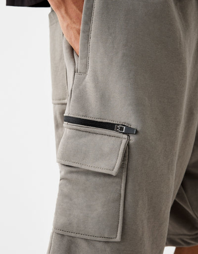 Bershka plush Cargo bermuda Shorts Gray