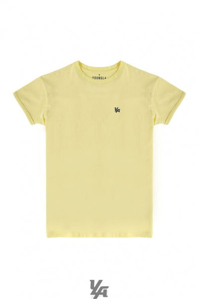 YoungLA 425 Rolled Cuff Straight Bottom Tees Pastel Yellow | JW28-53749