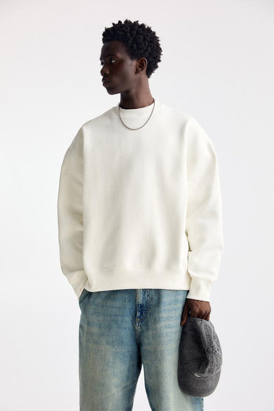 Pull & Bear Basic round neck sweatshirt Off White