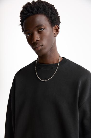 Pull & Bear Basic round neck sweatshirt Black