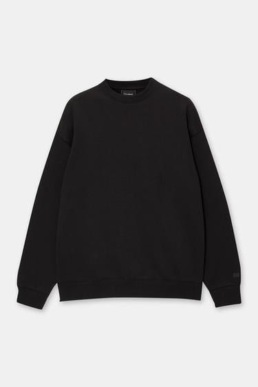 Pull & Bear Basic round neck sweatshirt Black