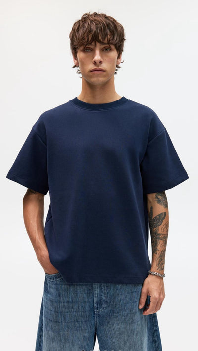 Pull & Bear CROPPED  Basic T-shirt  Navy Blue