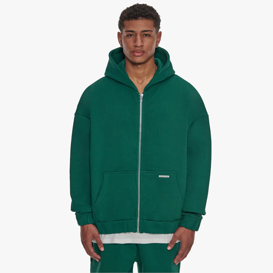 SUPER HEAVY BLANK ZIP HOODIE GREEN
