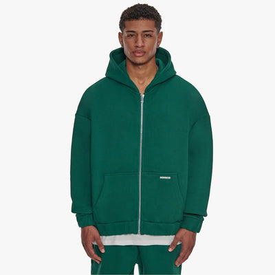 SUPER HEAVY BLANK ZIP HOODIE GREEN