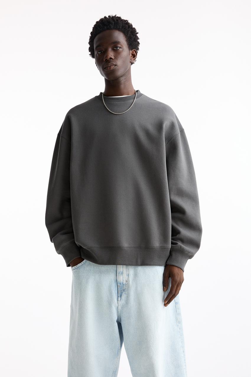 Pull & Bear Basic round neck sweatshirt Anthracite Grey