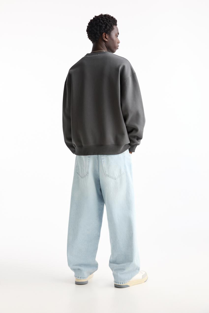 Pull & Bear Basic round neck sweatshirt Anthracite Grey