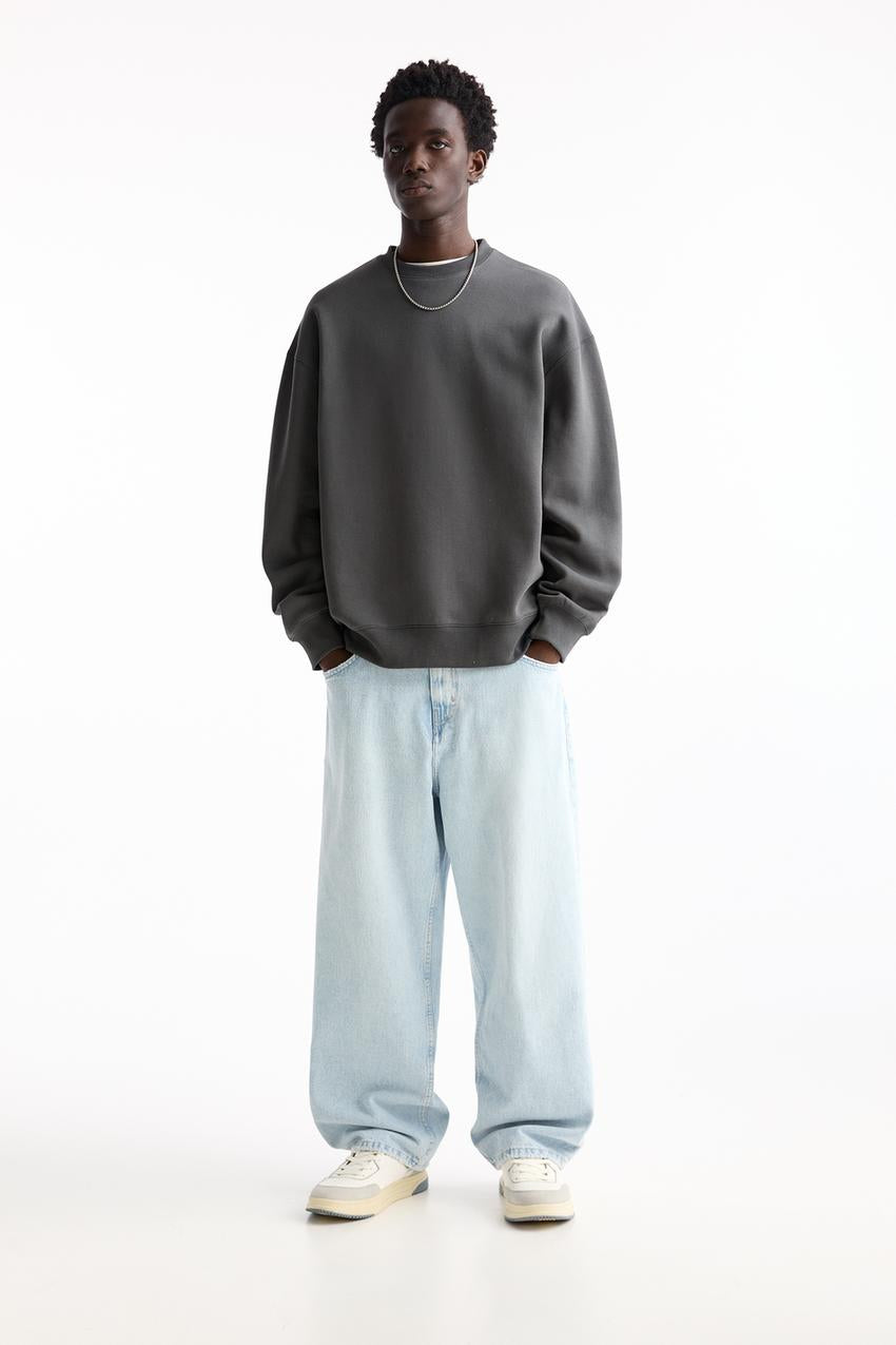 Pull & Bear Basic round neck sweatshirt Anthracite Grey