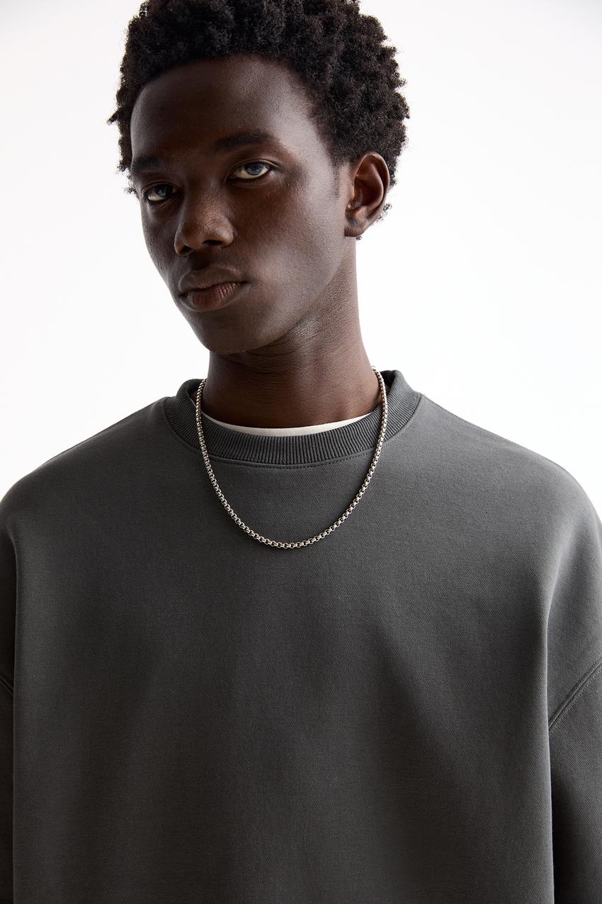 Pull & Bear Basic round neck sweatshirt Anthracite Grey