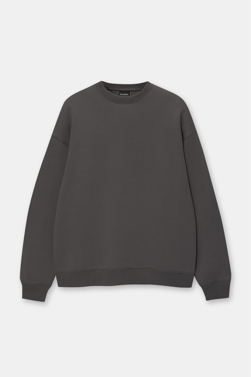 Pull & Bear Basic round neck sweatshirt Anthracite Grey