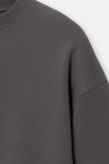 Pull & Bear Basic round neck sweatshirt Anthracite Grey