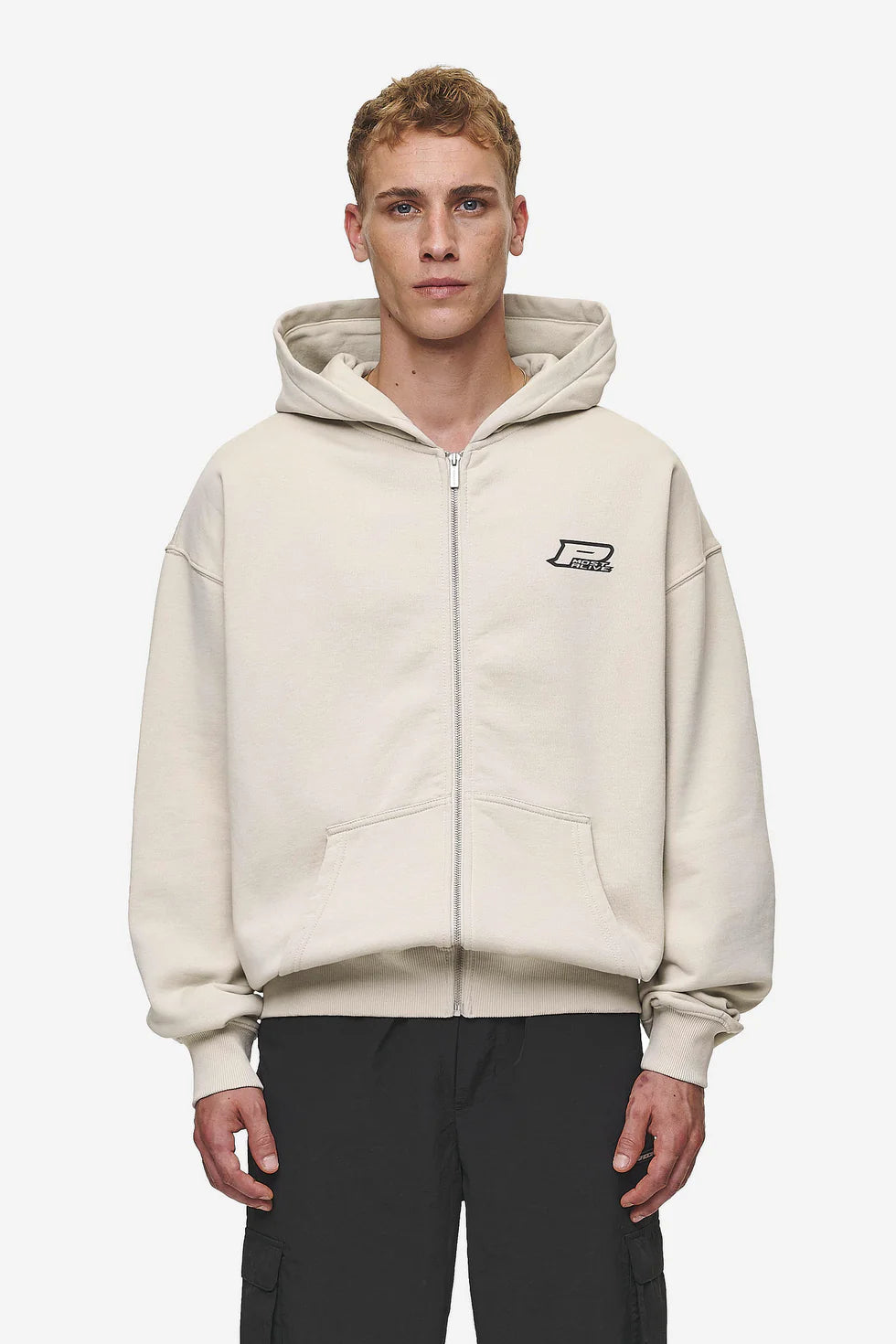 Fox Oversized Sweat Jacket Washed Light Beige