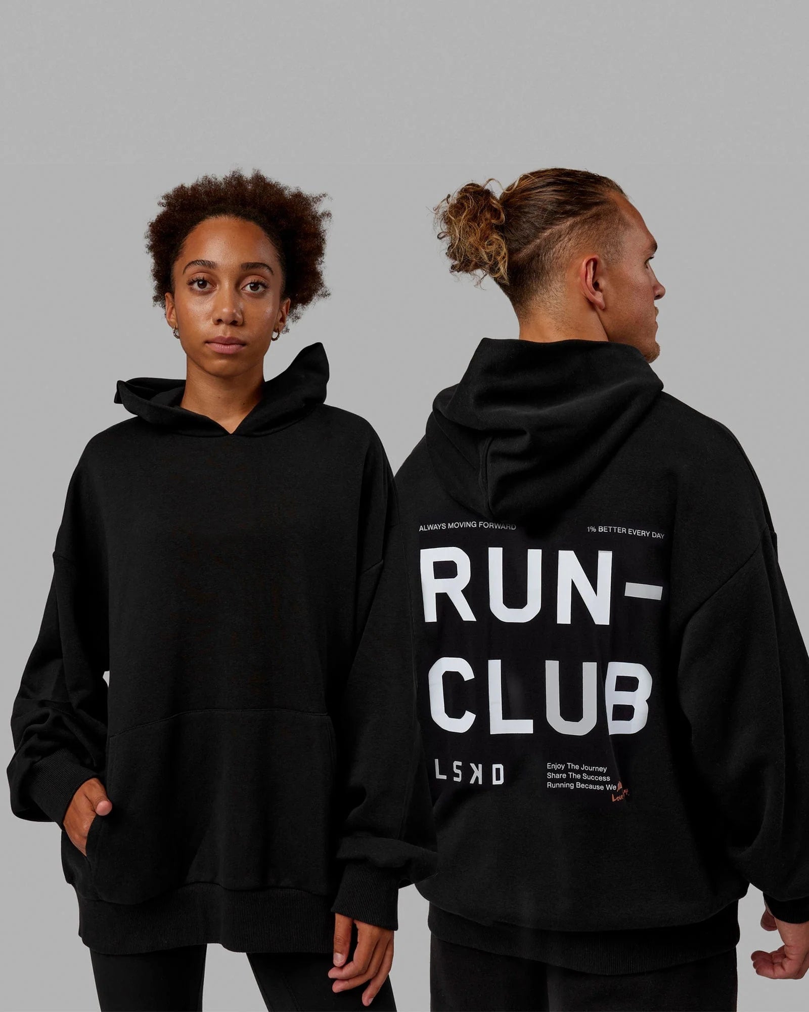 H 87 Unisex Love The Run Hoodie Oversize