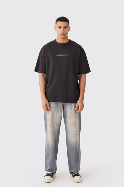 OVERSIZED EXTENDED NECK PRINTED T-SHIRT