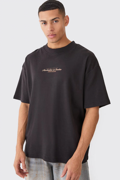OVERSIZED EXTENDED NECK PRINTED T-SHIRT