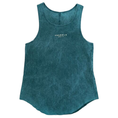 Teal-Acid Wash YoungLA Tank Wavy