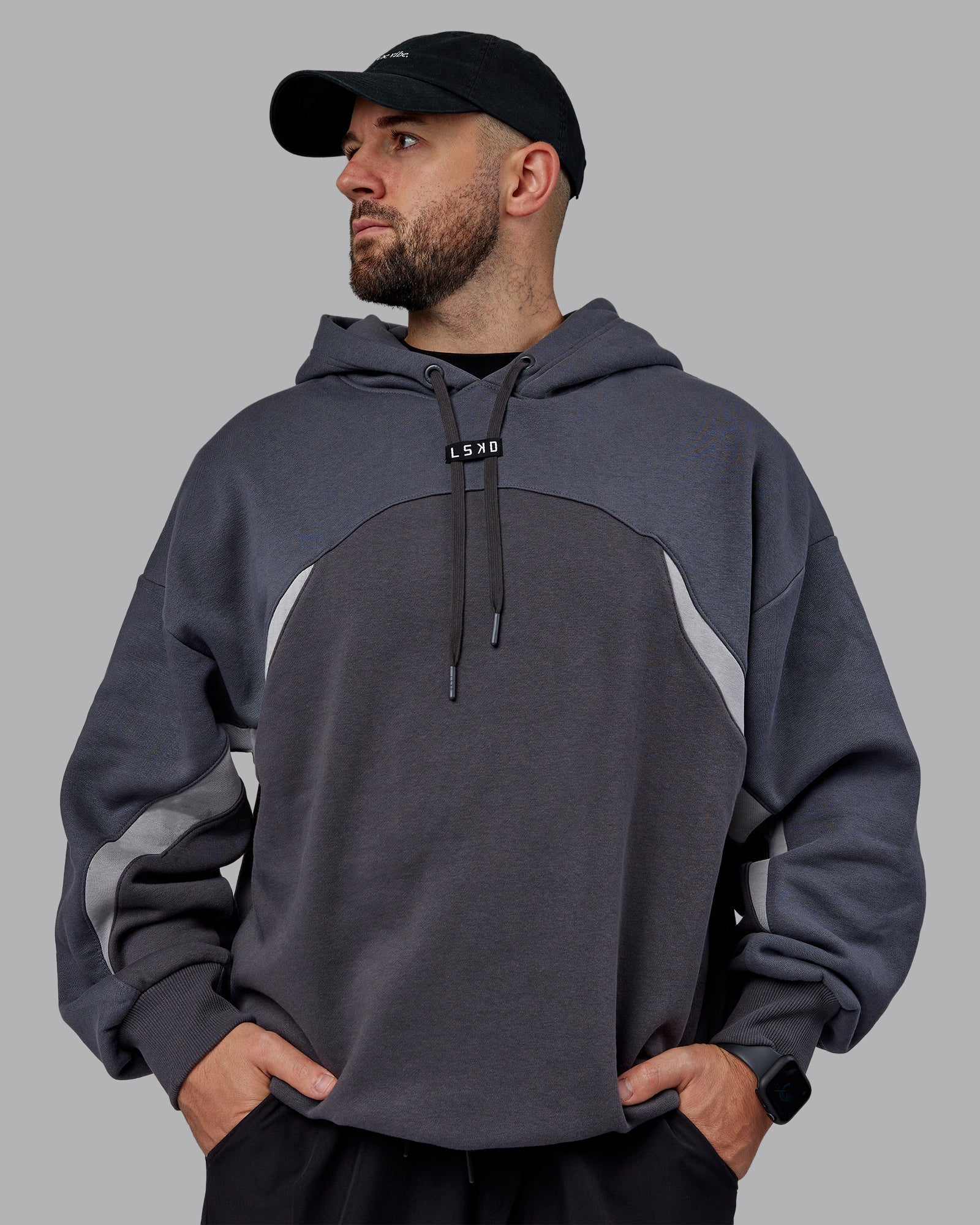 h 94 Unisex Y2K Concept Panel Hoodie Asphalt-Turbulance