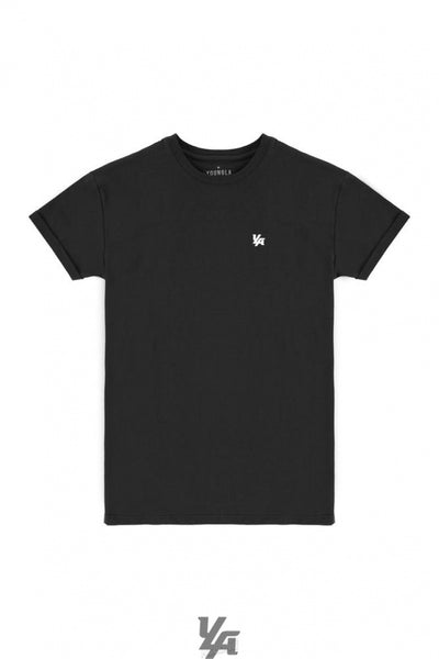 YoungLA 425 Rolled Cuff Straight Bottom Tees Black | JW28-53749