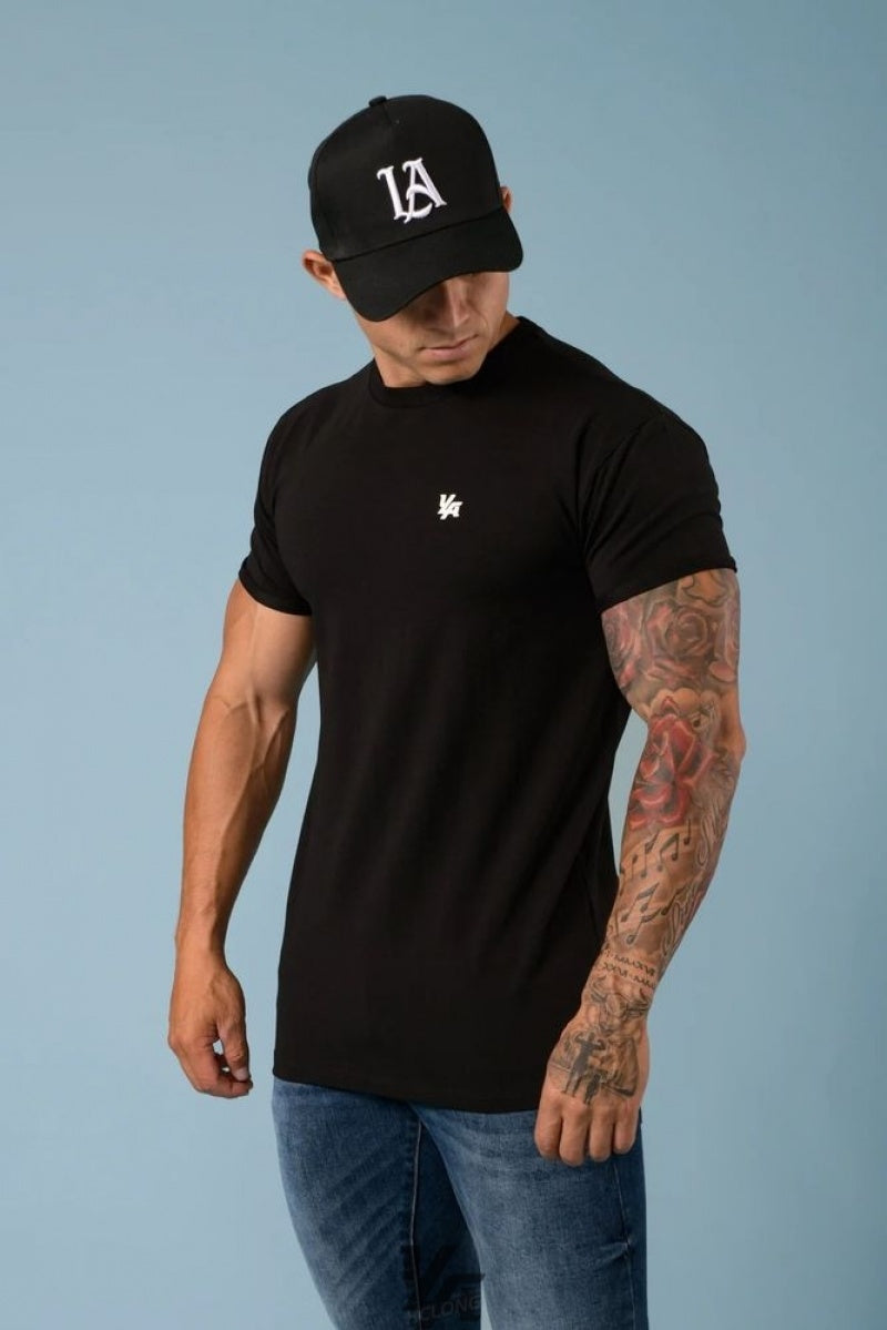 YoungLA 425 Rolled Cuff Straight Bottom Tees Black | JW28-53749