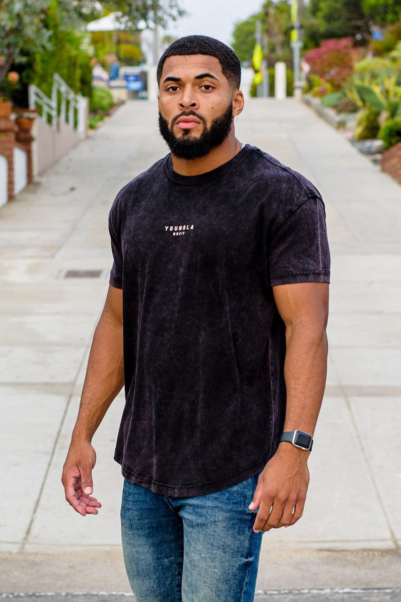 Black-Acid Wash YoungLA Tee Wavy