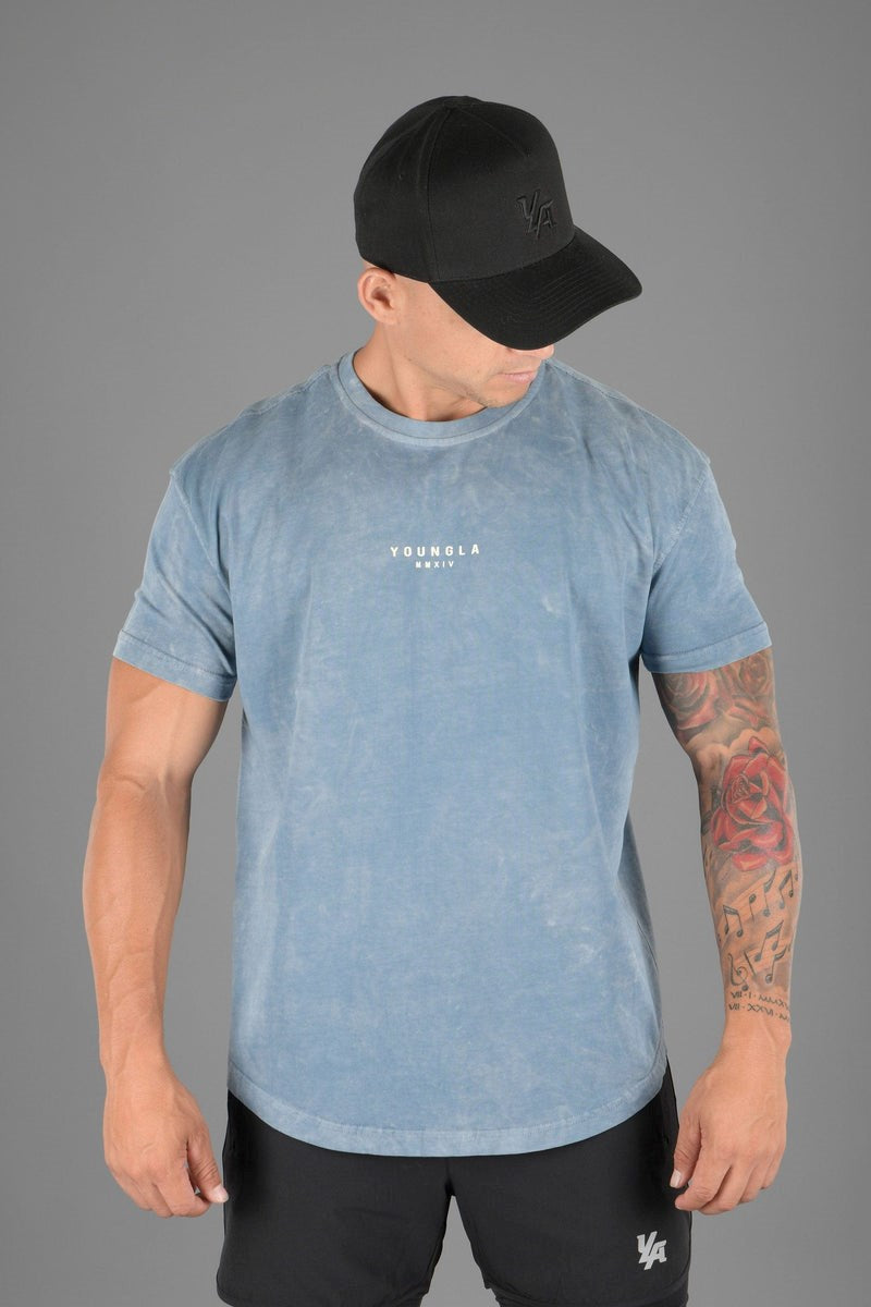 Blue-Acid Wash YoungLA Tee Wavy