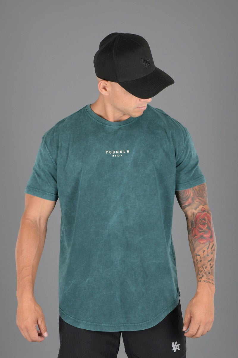 Teal-Acid Wash YoungLA Tee Wavy
