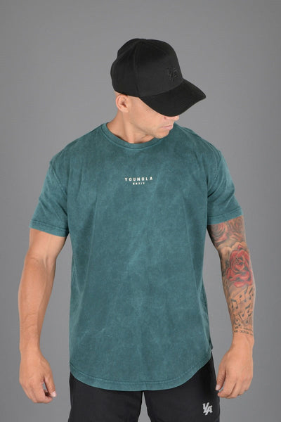 Teal-Acid Wash YoungLA Tee Wavy