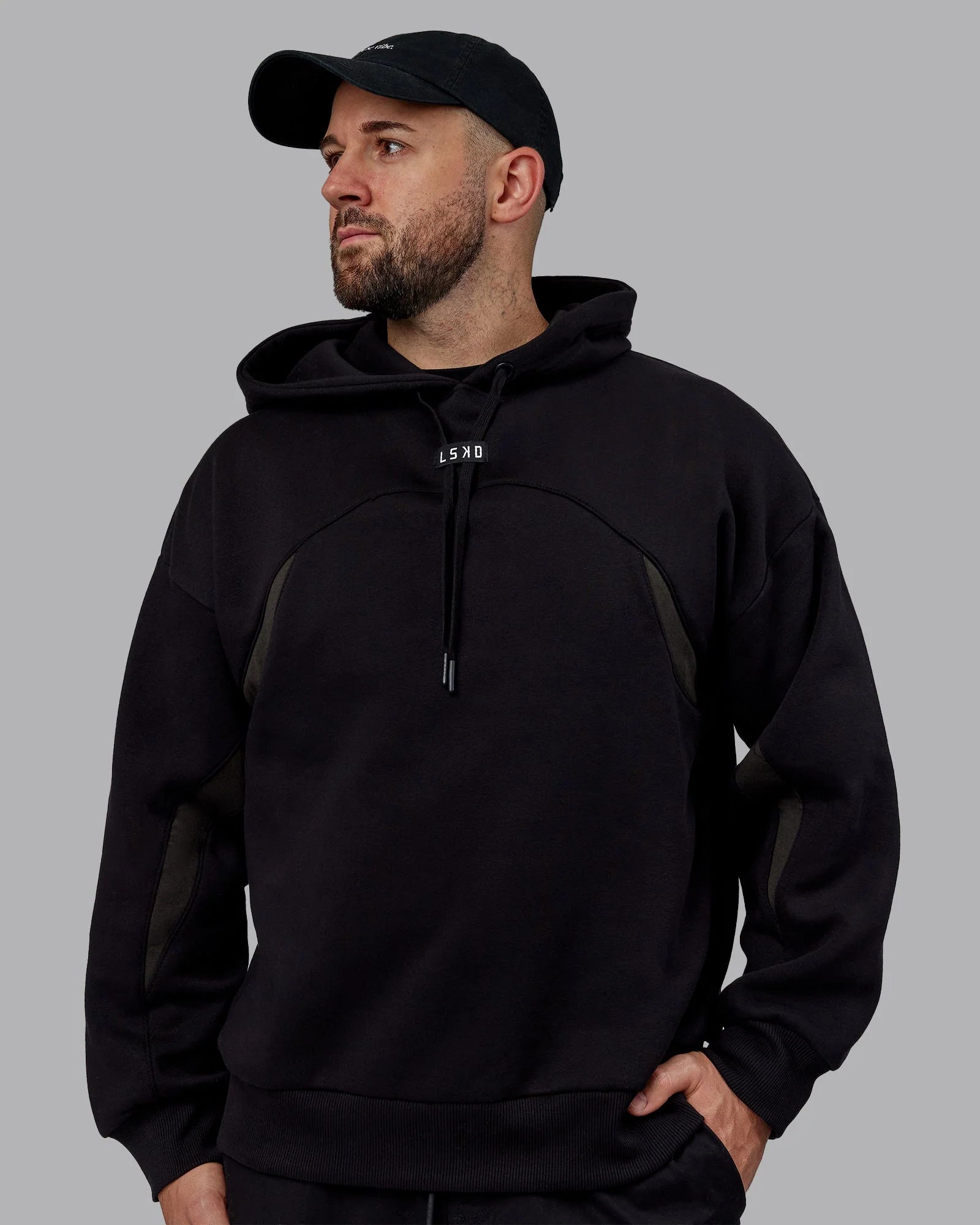h 95 Unisex Y2K Concept Panel Hoodie Power Black-Black-Pirate Black