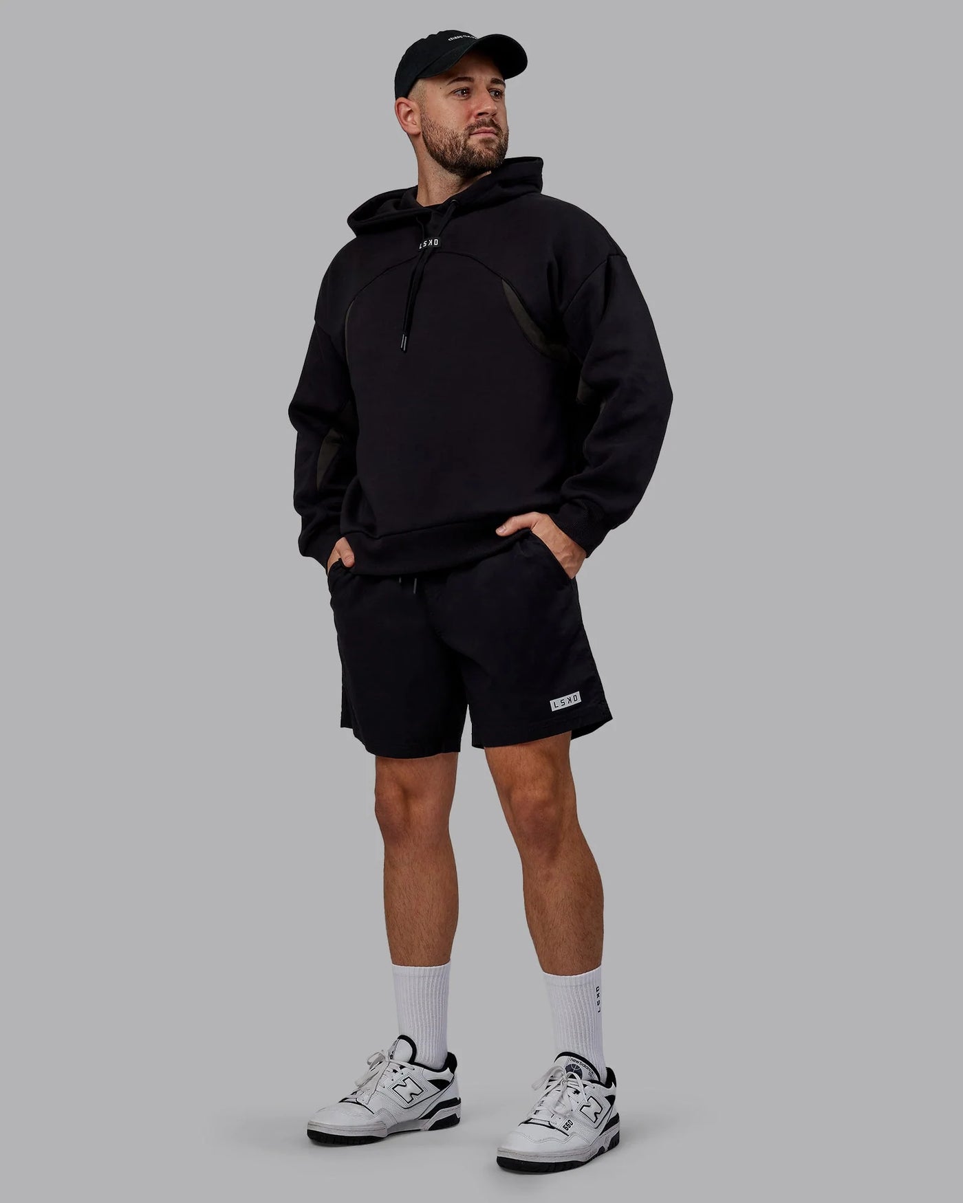 h 95 Unisex Y2K Concept Panel Hoodie Power Black-Black-Pirate Black